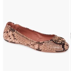 Tory Burch travel Minnie ballet flats pink snakeskin Blush Roccia pink women 8.5